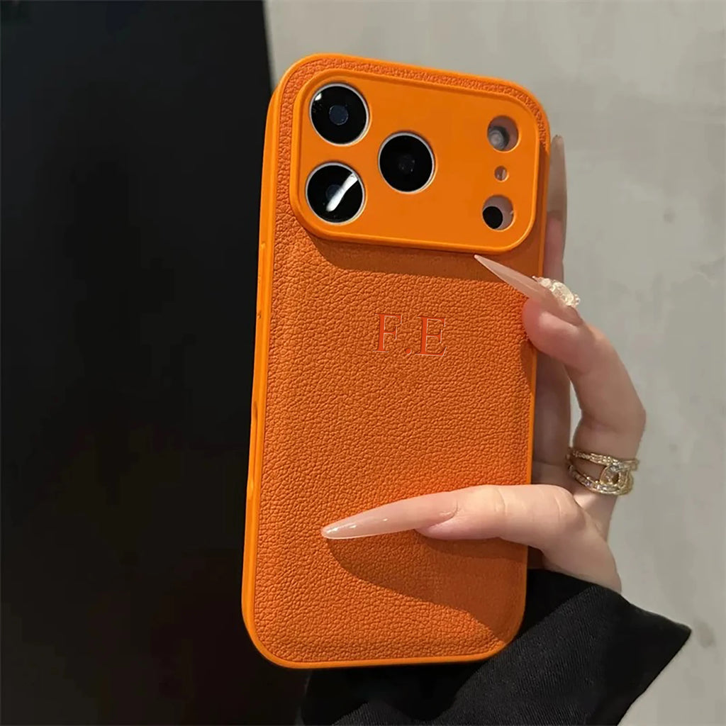 Custom Name iPhone Case — 3D Hot Stamp Faux Leather Personalized Cover