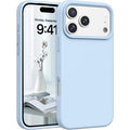 Light Blue Liquid Silicone iPhone 17 Pro Max Case — Microfiber Lining Slim Protective Cover