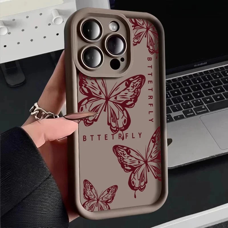 Pink Butterfly iPhone Case — Cute Shockproof Silicone Full Coverage