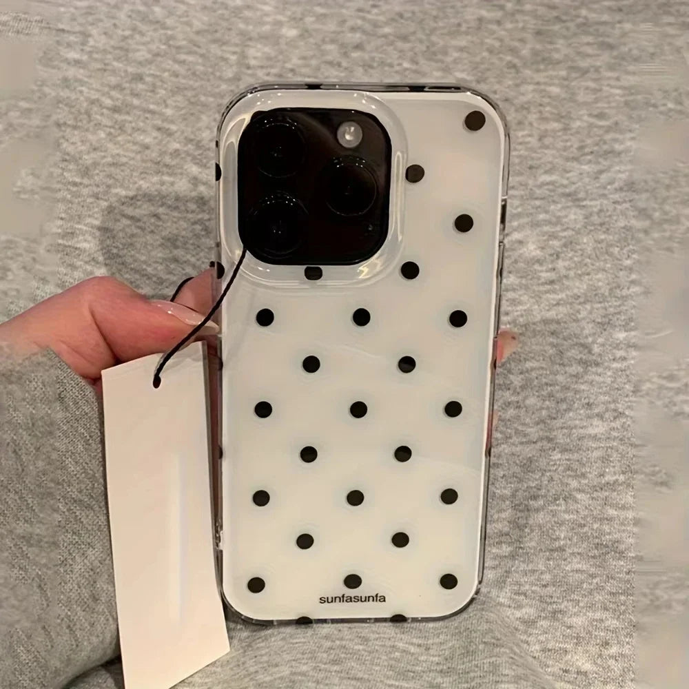 Minimalist Polka Dot iPhone Case — Shockproof Silicone Full Coverage