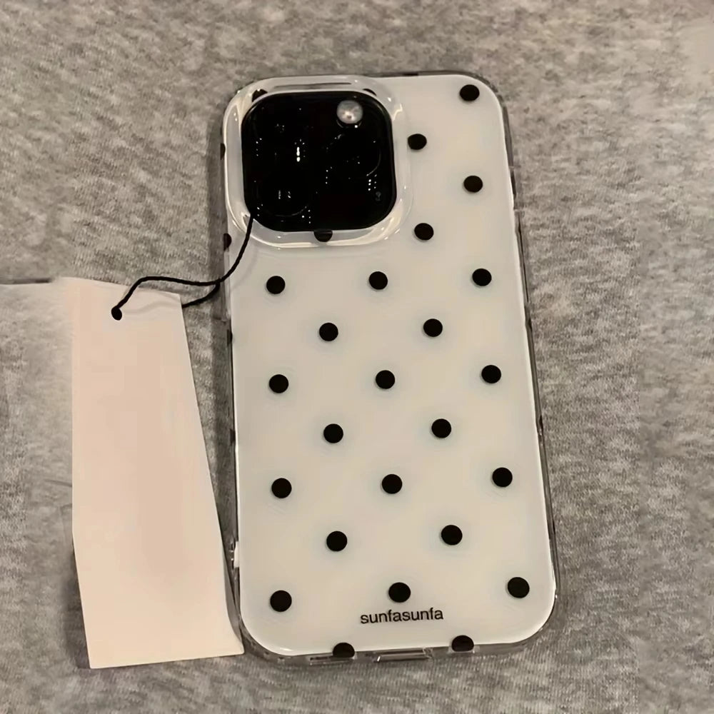 Minimalist Polka Dot iPhone Case — Shockproof Silicone Full Coverage