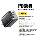 65W Charger with Retractable USB C Cable