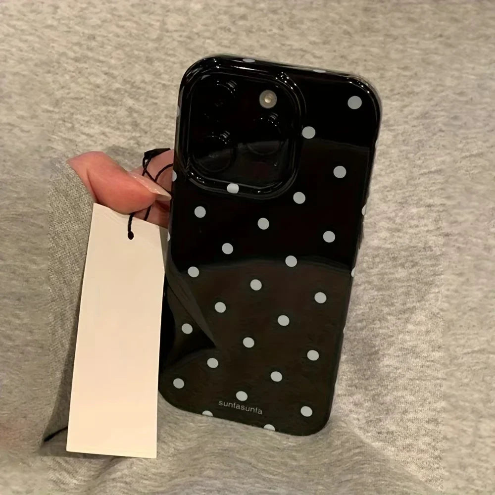 Minimalist Polka Dot iPhone Case — Shockproof Silicone Full Coverage