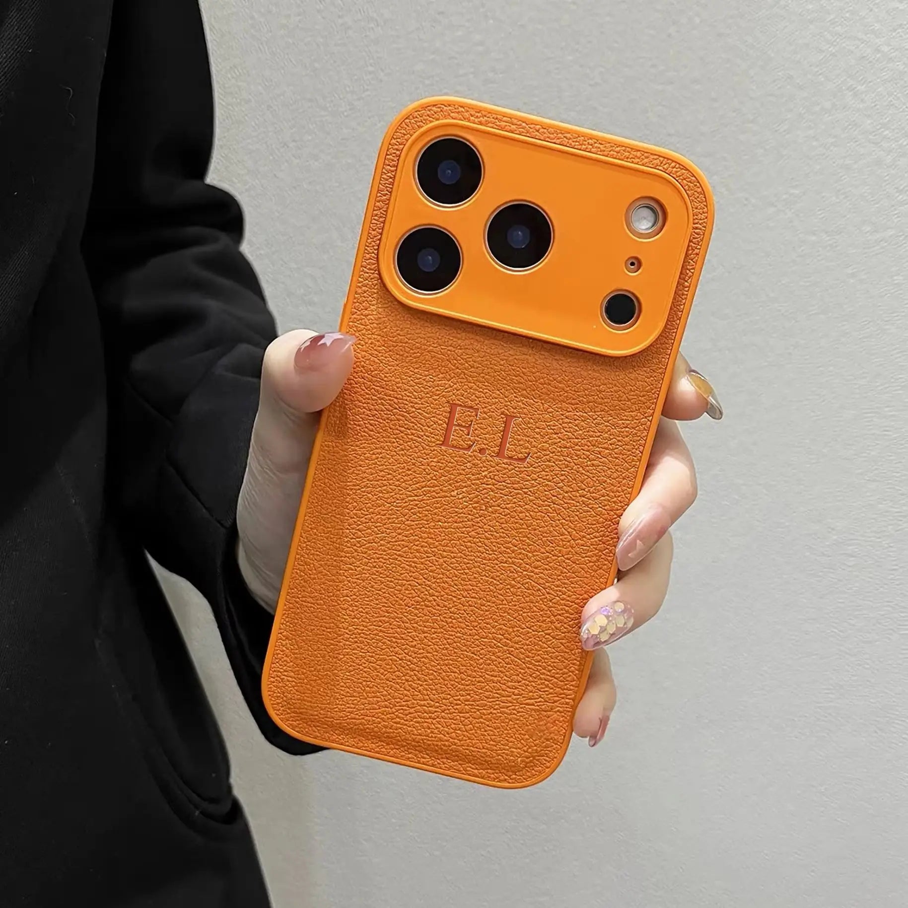 Custom Name iPhone Case — 3D Hot Stamp Faux Leather Personalized Cover
