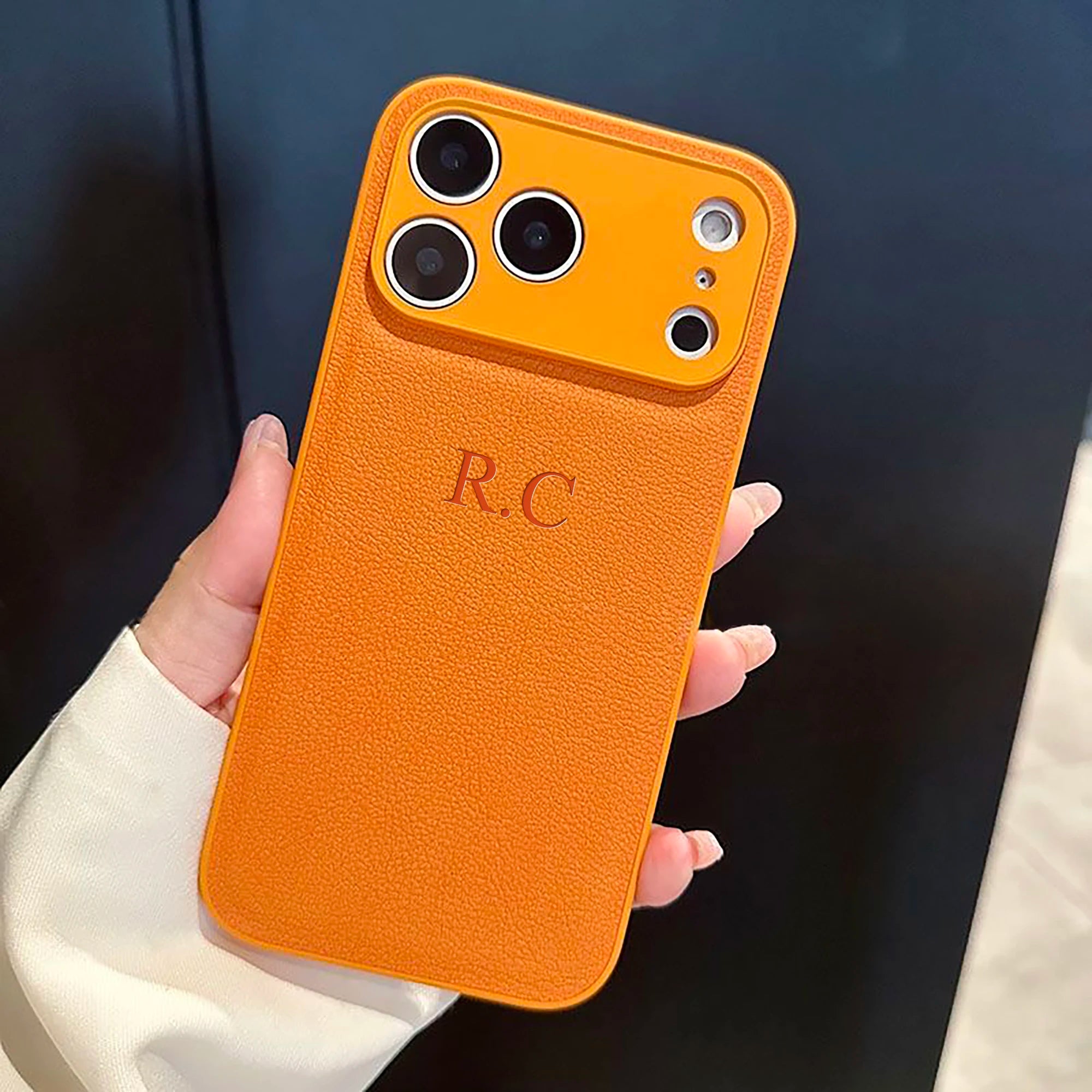 Custom Name iPhone Case — 3D Hot Stamp Faux Leather Personalized Cover