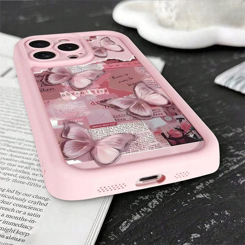 Pink Butterfly iPhone Case — Cute Shockproof Silicone Full Coverage