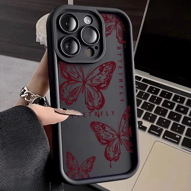 Pink Butterfly iPhone Case — Cute Shockproof Silicone Full Coverage