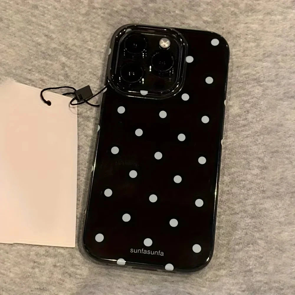 Minimalist Polka Dot iPhone Case — Shockproof Silicone Full Coverage