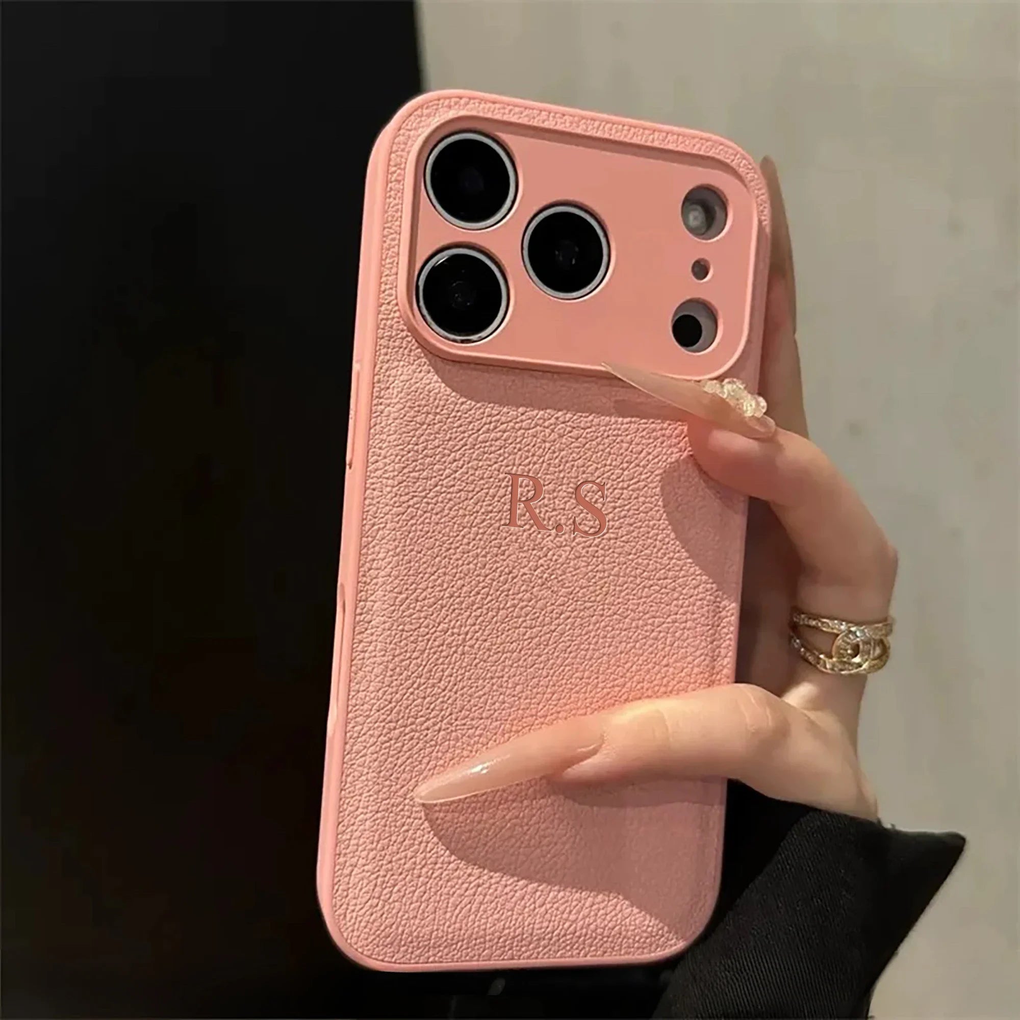 Custom Name iPhone Case — 3D Hot Stamp Faux Leather Personalized Cover