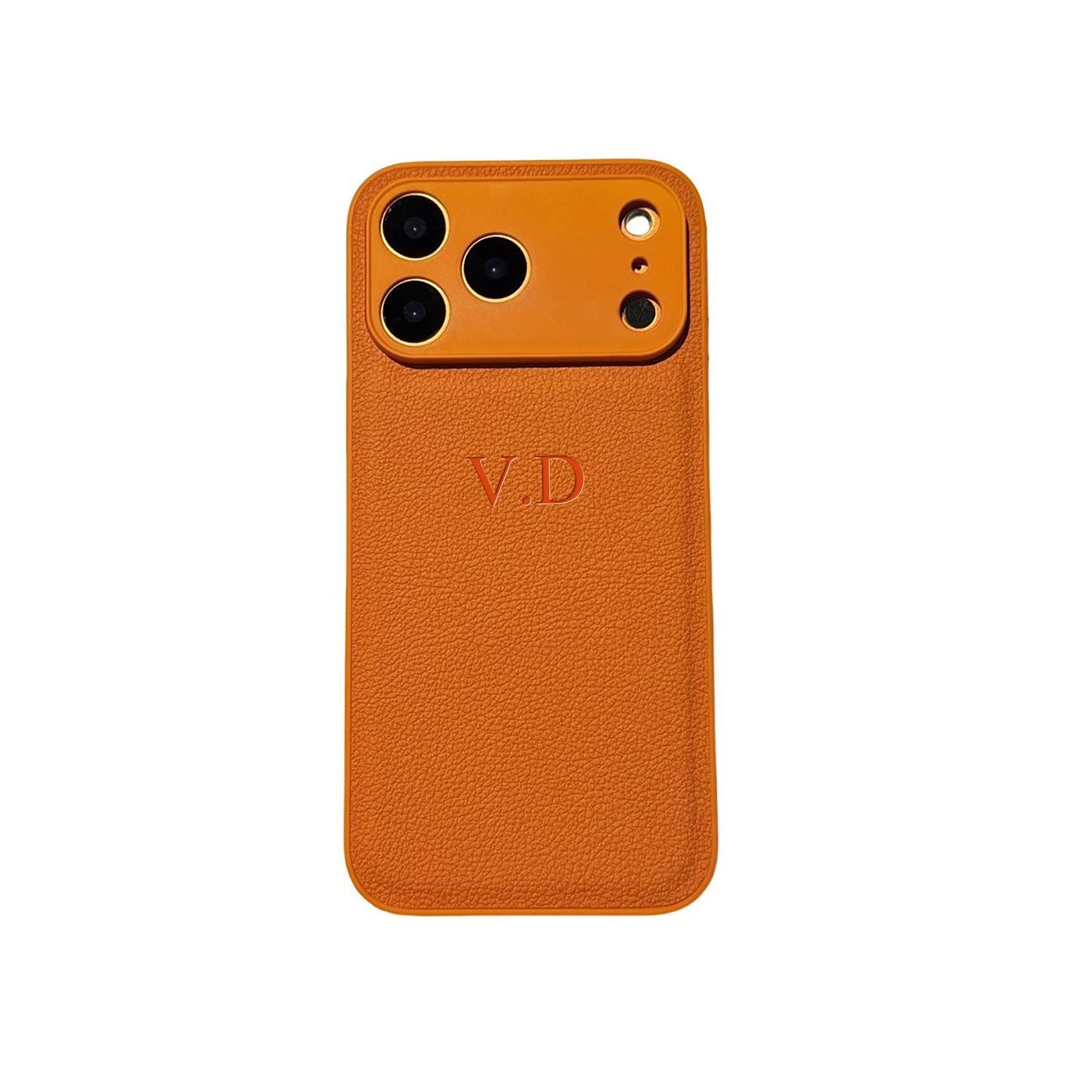 Custom Name iPhone Case — 3D Hot Stamp Faux Leather Personalized Cover