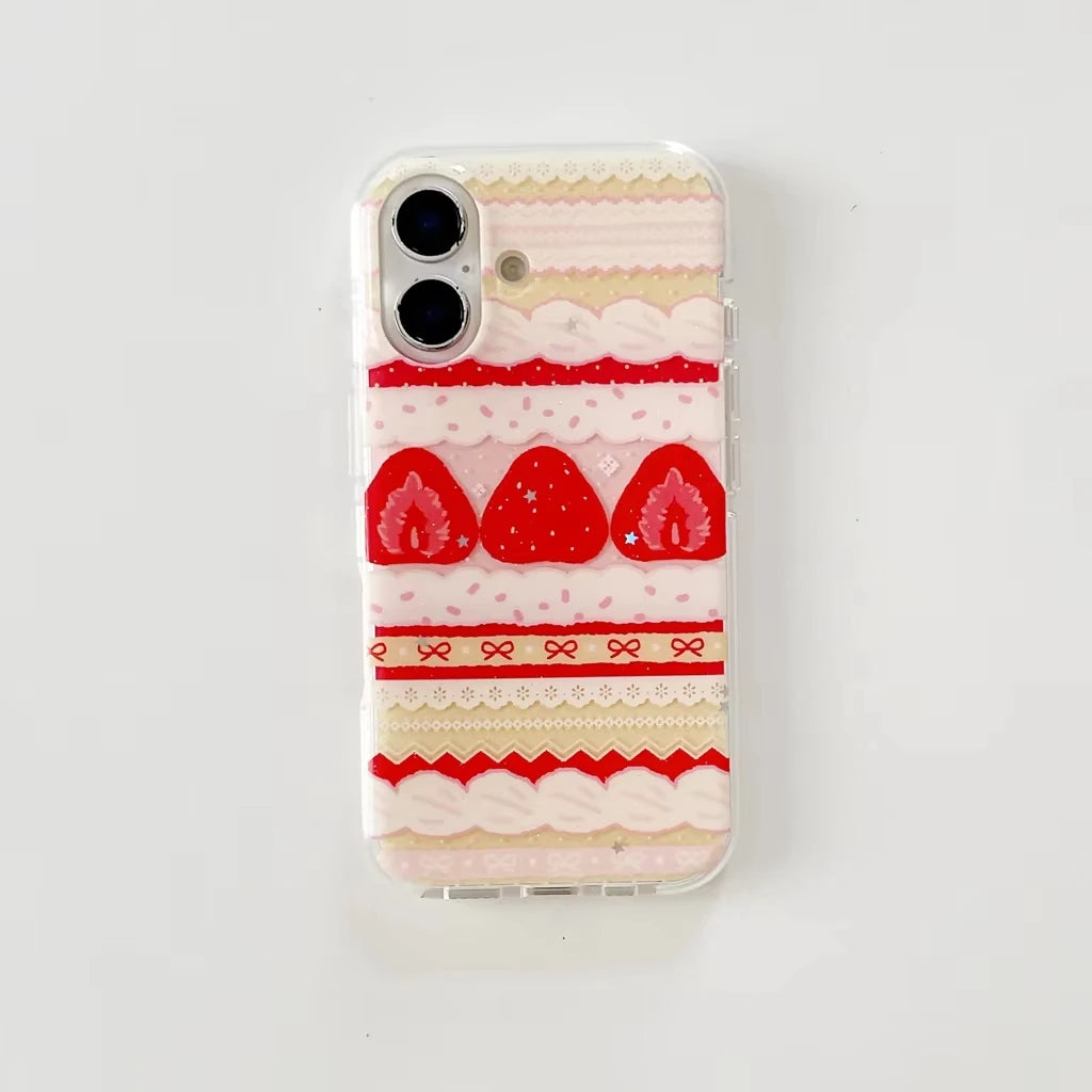 Strawberry Cake Bow iPhone Case — Cute Shockproof Silicone Cover