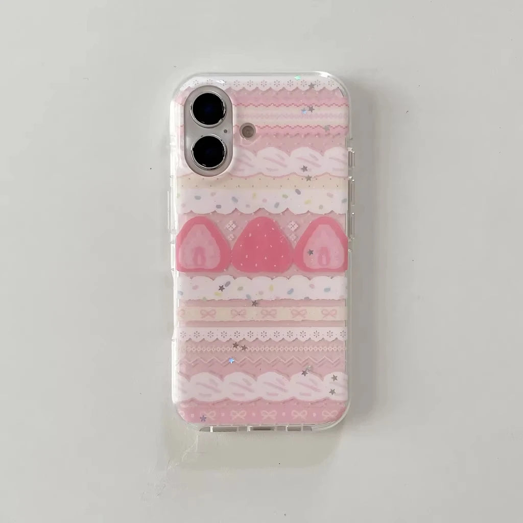Strawberry Cake Bow iPhone Case — Cute Shockproof Silicone Cover