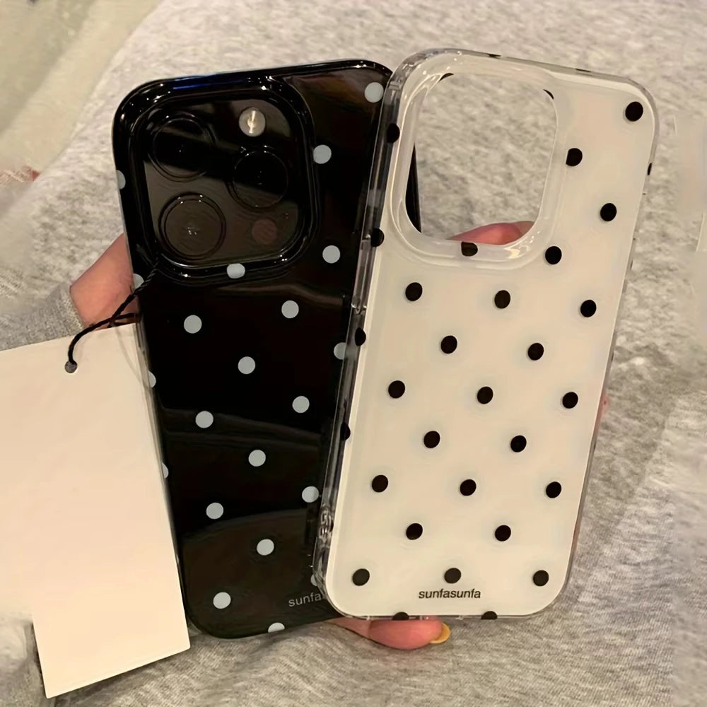 Minimalist Polka Dot iPhone Case — Shockproof Silicone Full Coverage