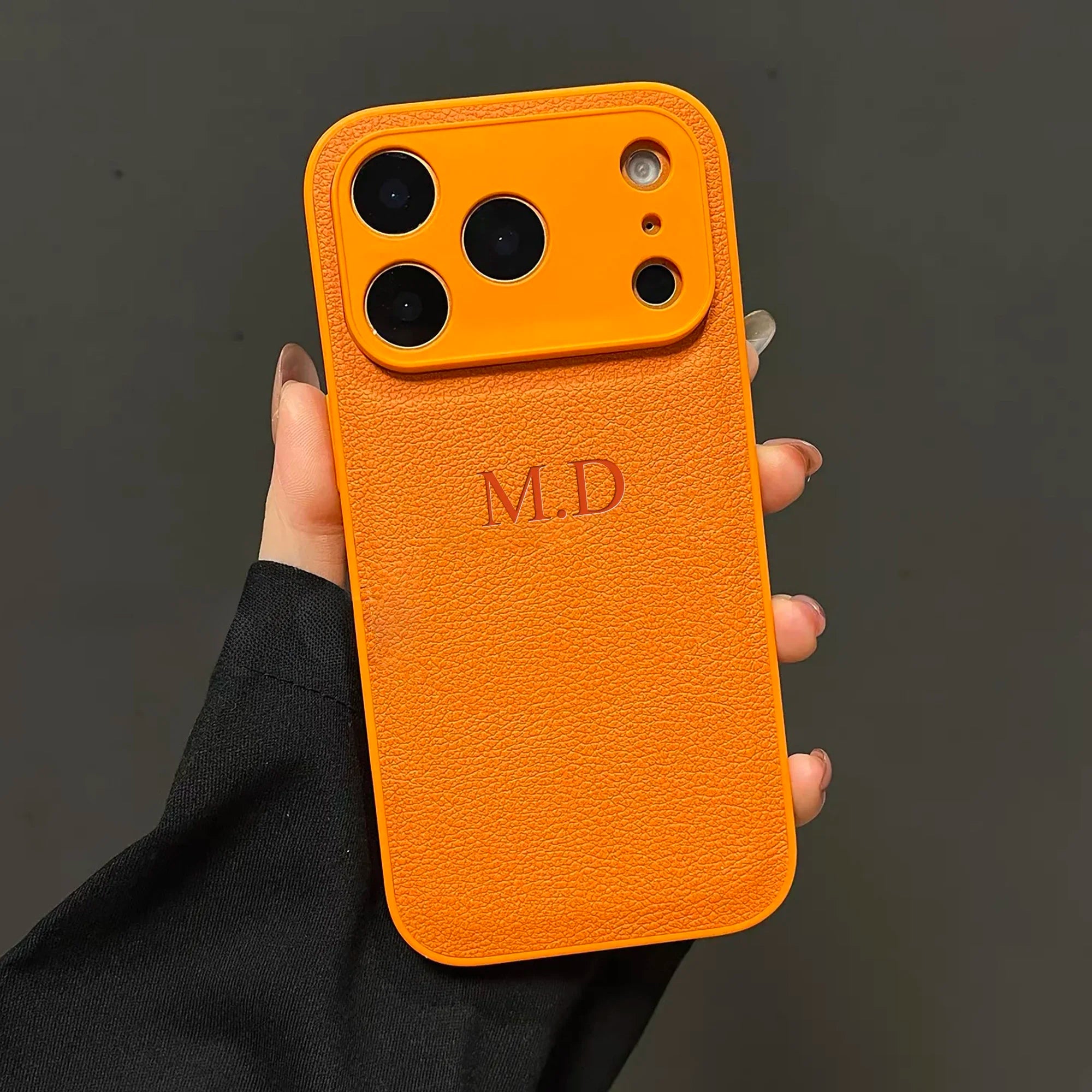 Custom Name iPhone Case — 3D Hot Stamp Faux Leather Personalized Cover