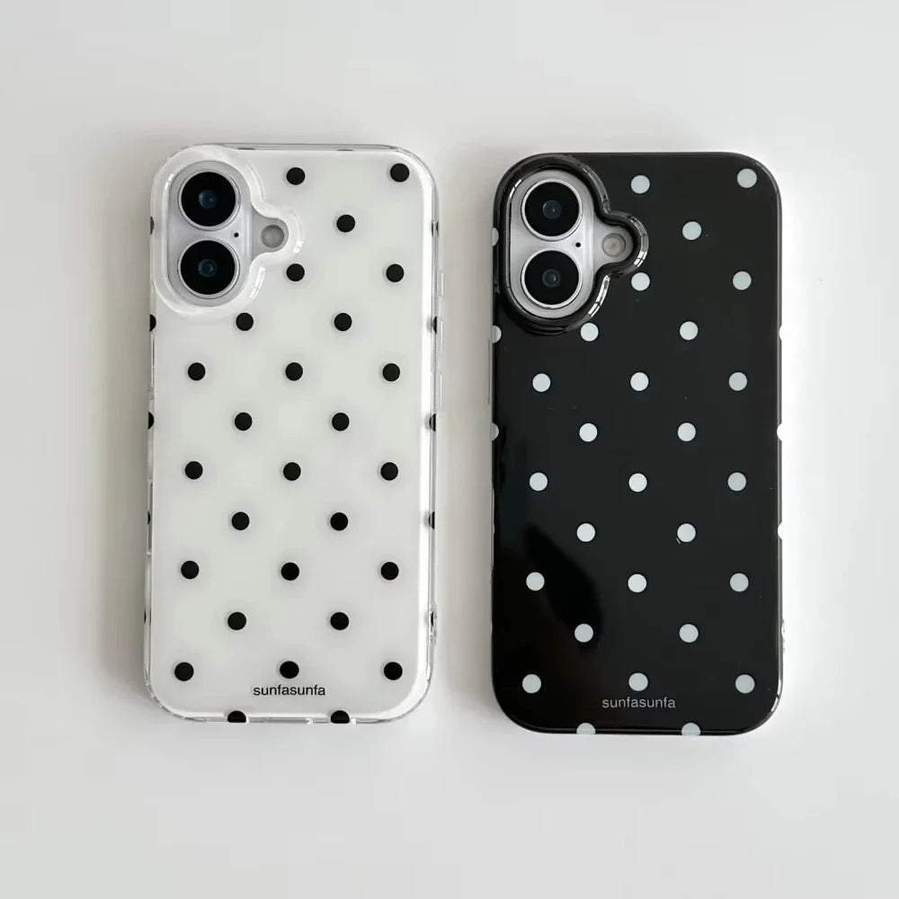 Minimalist Polka Dot iPhone Case — Shockproof Silicone Full Coverage