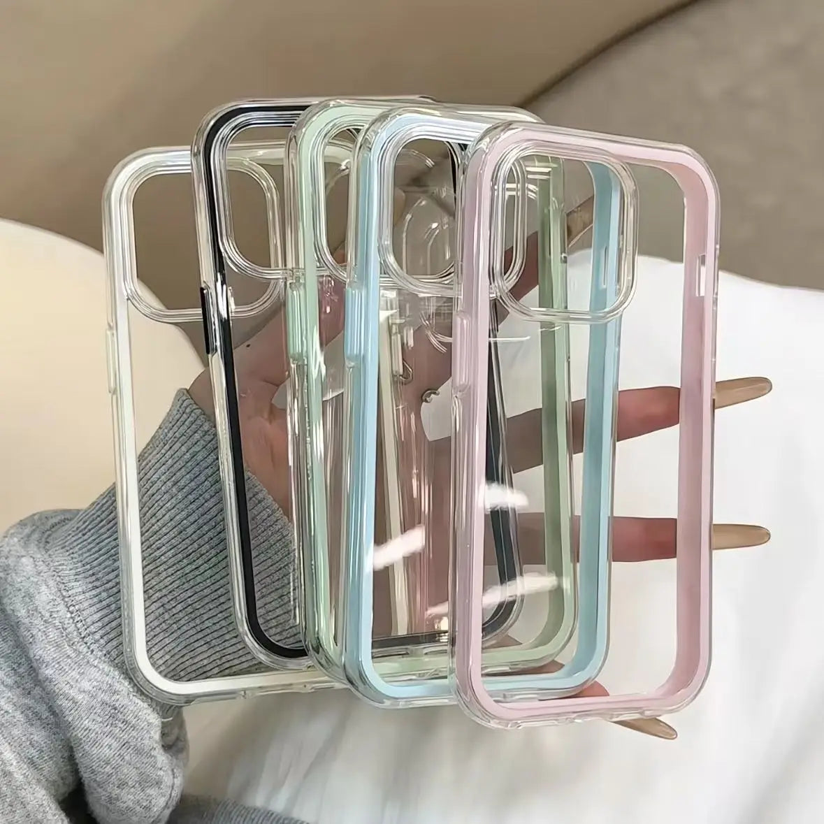 Candy Color Clear iPhone Case — Shockproof Acrylic Bumper Cover